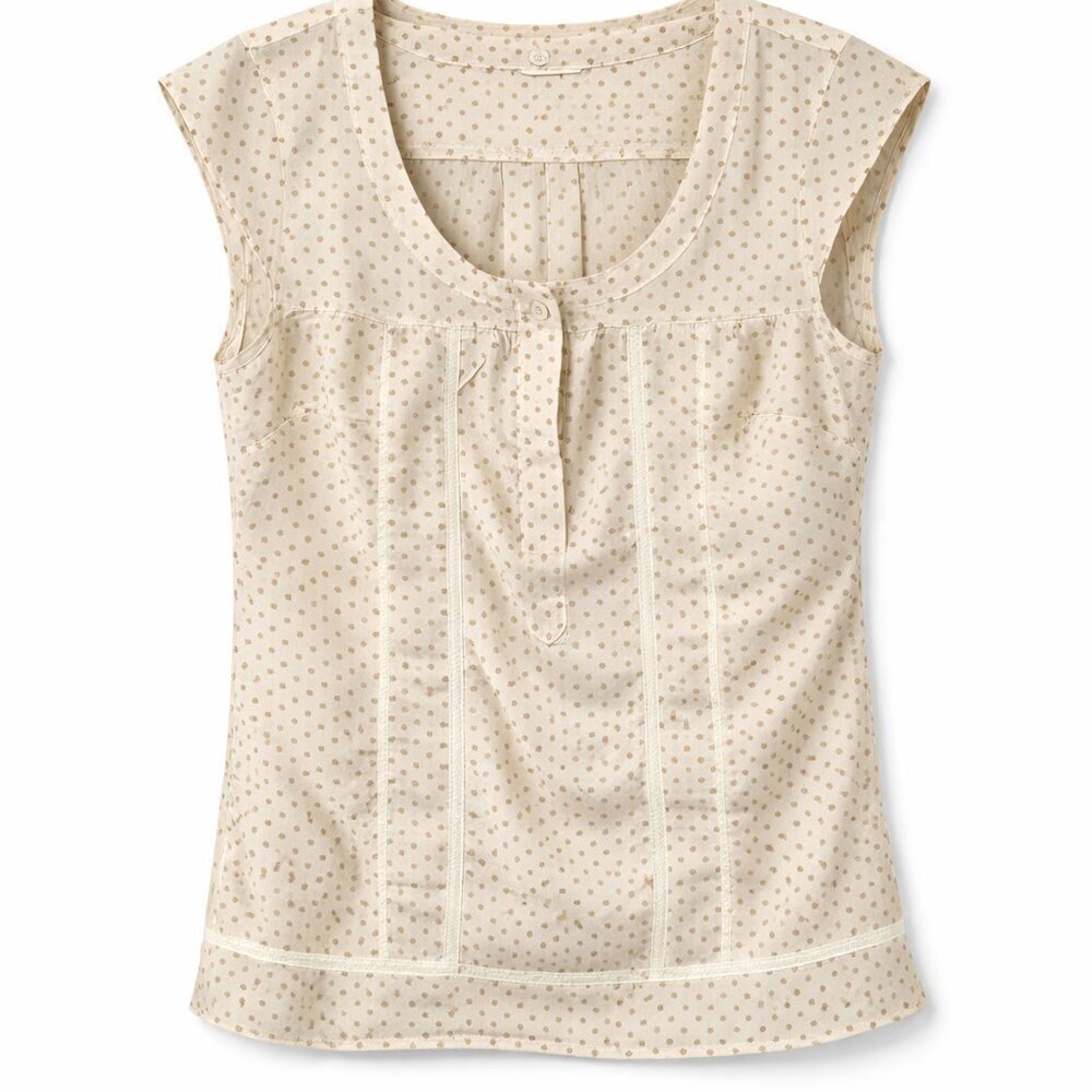 Eddie Bauer Cream Ruched Cap Sleeve Blouse - S